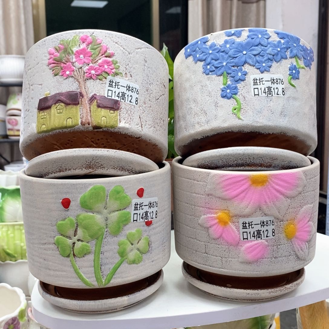 夏西陶瓷花盆@@5876