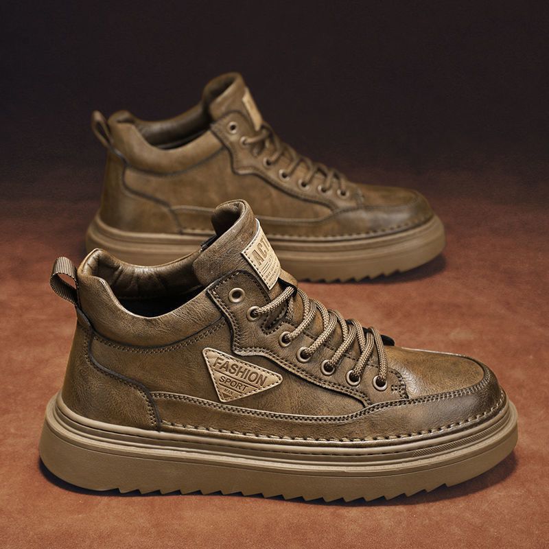 2024秋季新款高帮马丁靴男潮流百搭厚底休闲皮鞋工装板鞋潮鞋男