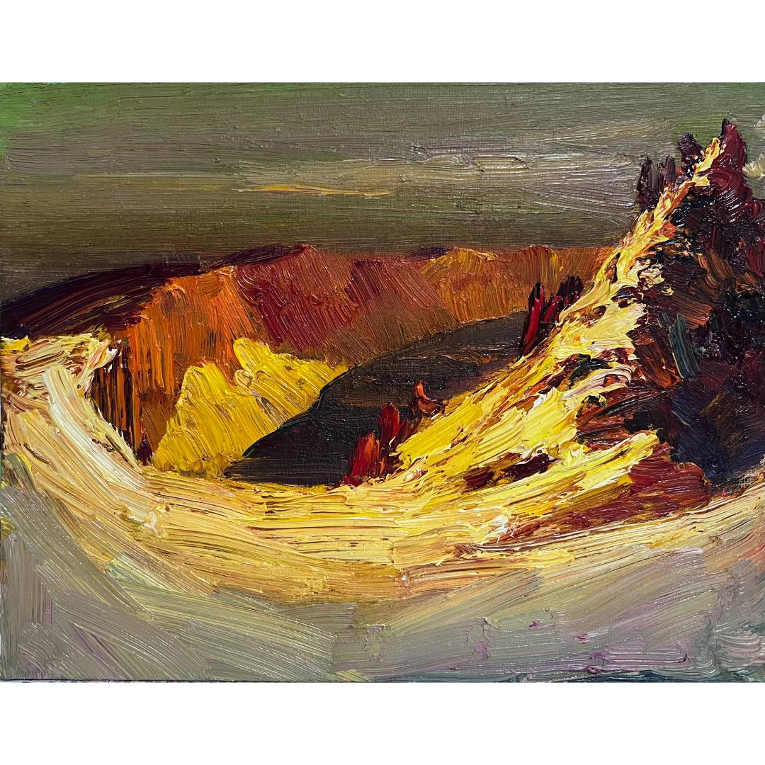 7026王兴全《金光顶》原创手绘油画风景作品24*30cm适合客厅书房