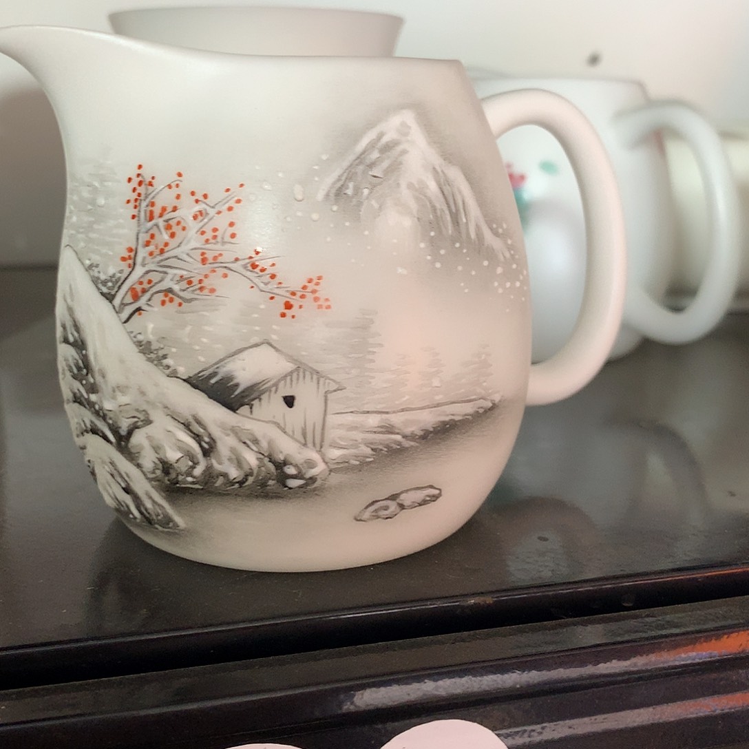 冰种素烧手绘公道杯