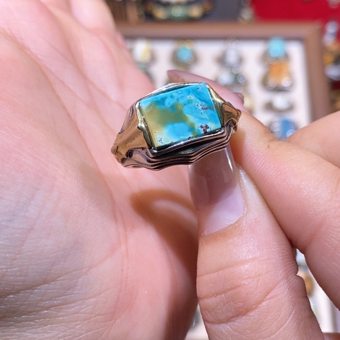 绿松石戒指银S925镶嵌戒指