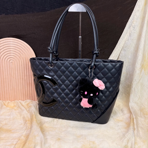 95新 Chanel/香奈儿 菱格康鹏单肩菜篮子