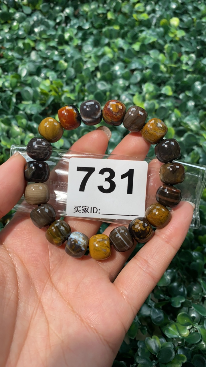 天然北票硅化玉手串老型珠卡12
