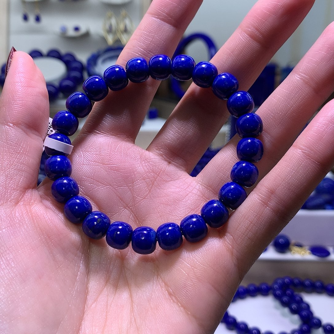 青金石未镶嵌天然原矿老型手串8.6 m