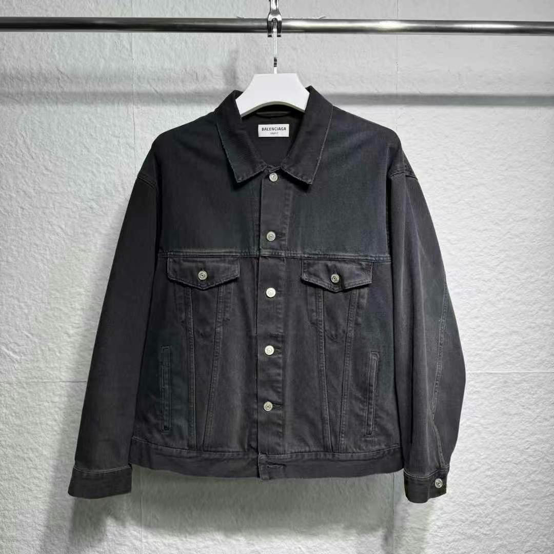 99新 Balenciaga/巴黎世家 涂鸦喷绘夜光logo牛仔外套xs码