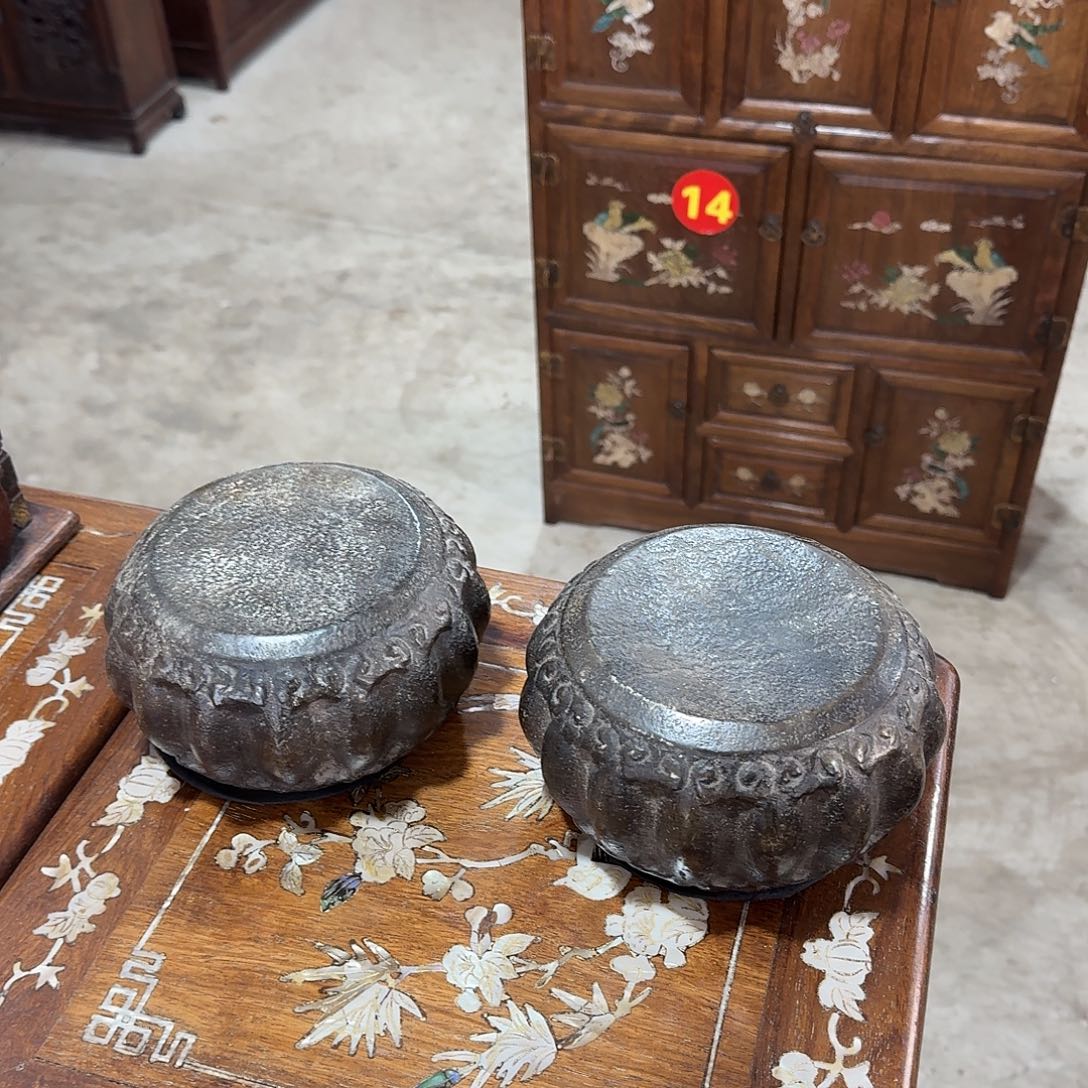 鱼***梁石材复古装饰摆件石鼓11/10厘米