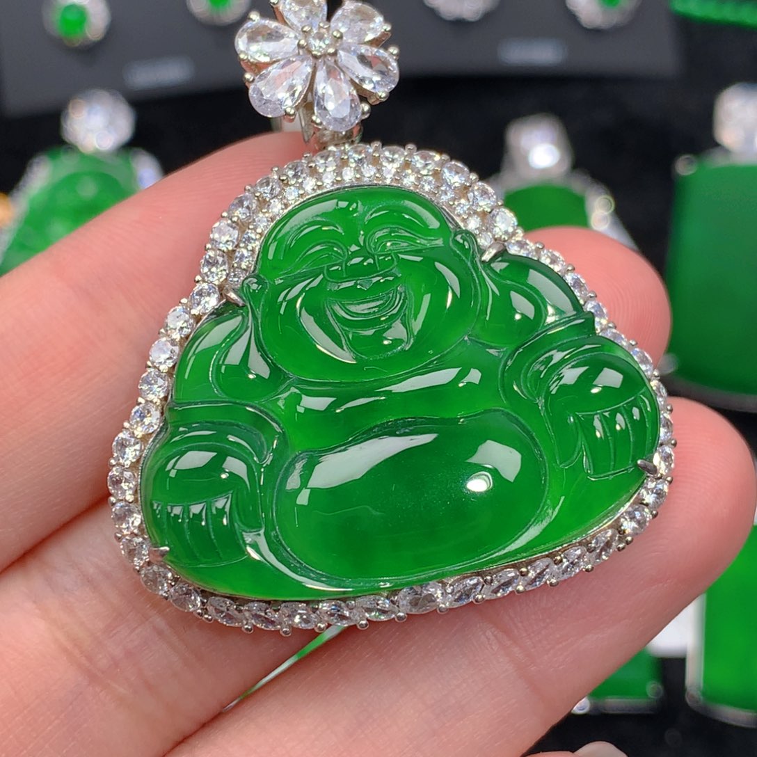 翡翠吊坠(不含链)银S925镶嵌