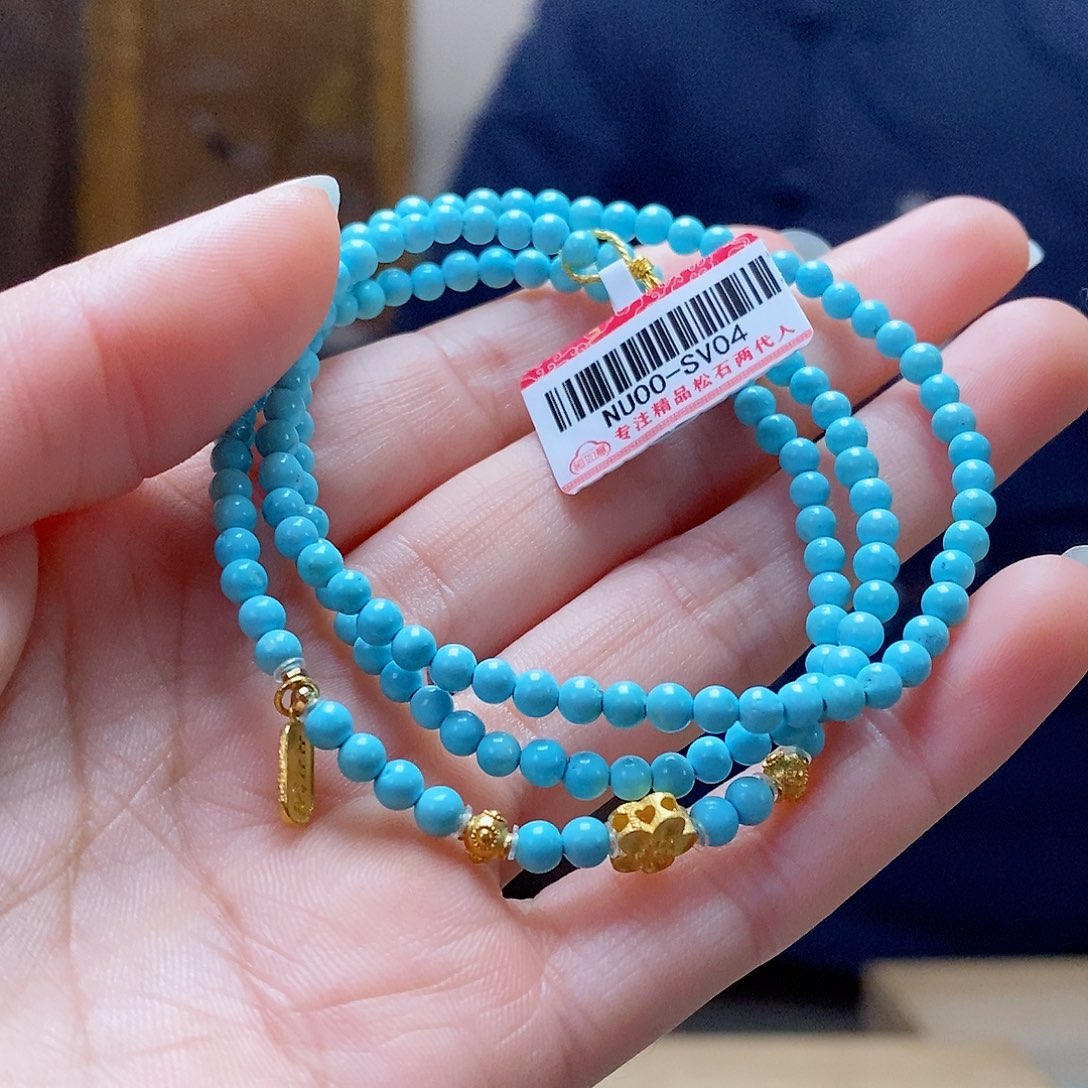 绿松石珠宝奇石18K金镶嵌