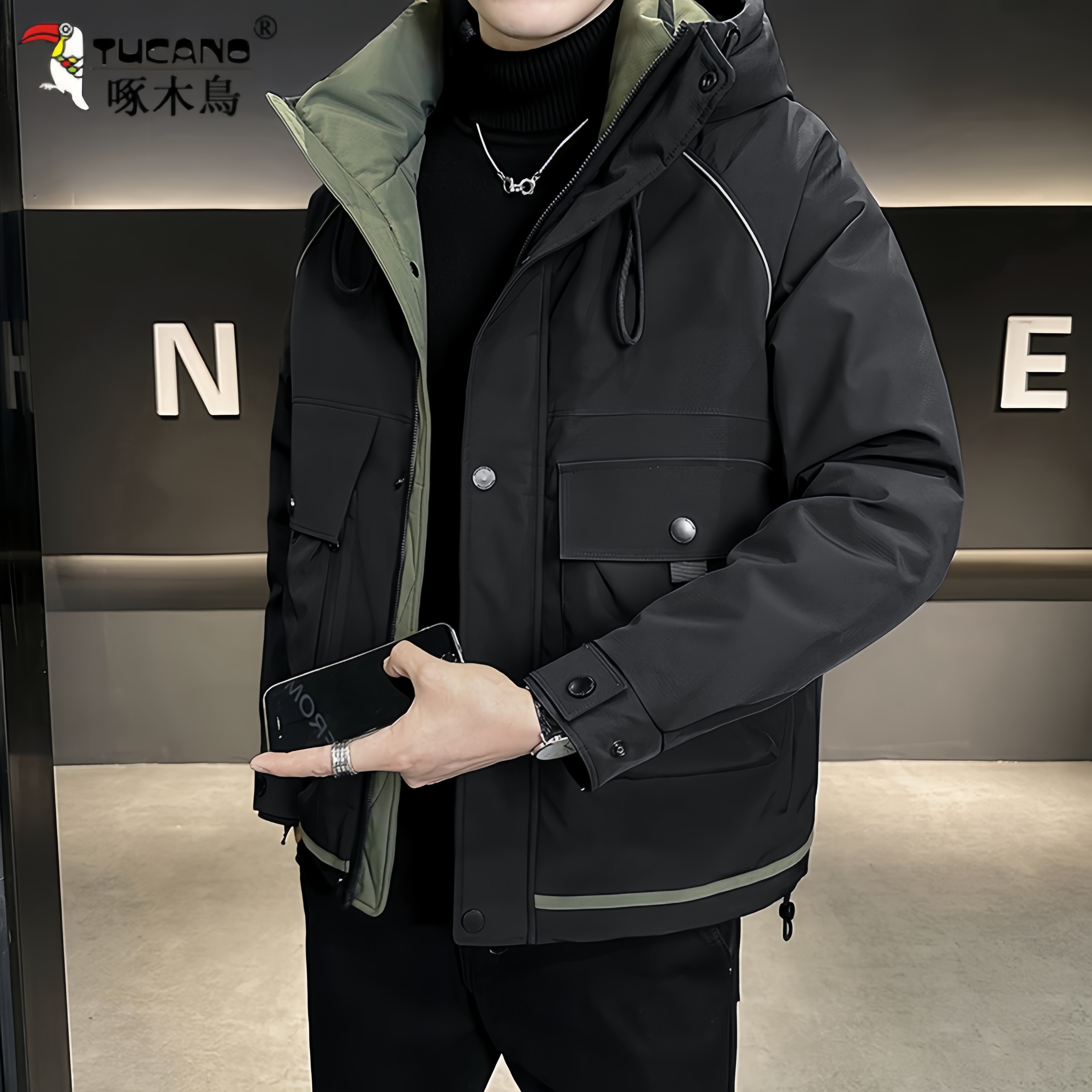 啄木鳥防寒棉服男装加厚冬季新款潮牌高端工装轻薄二棉棉衣外套男