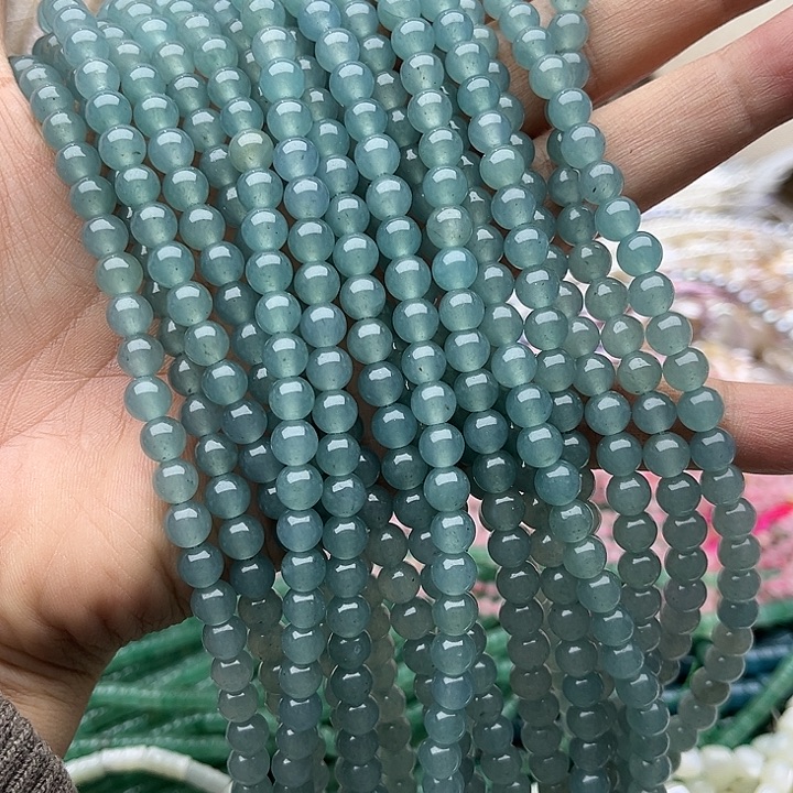 玛瑙/玉髓未镶嵌珠宝半成品2条6mm左右蓝水