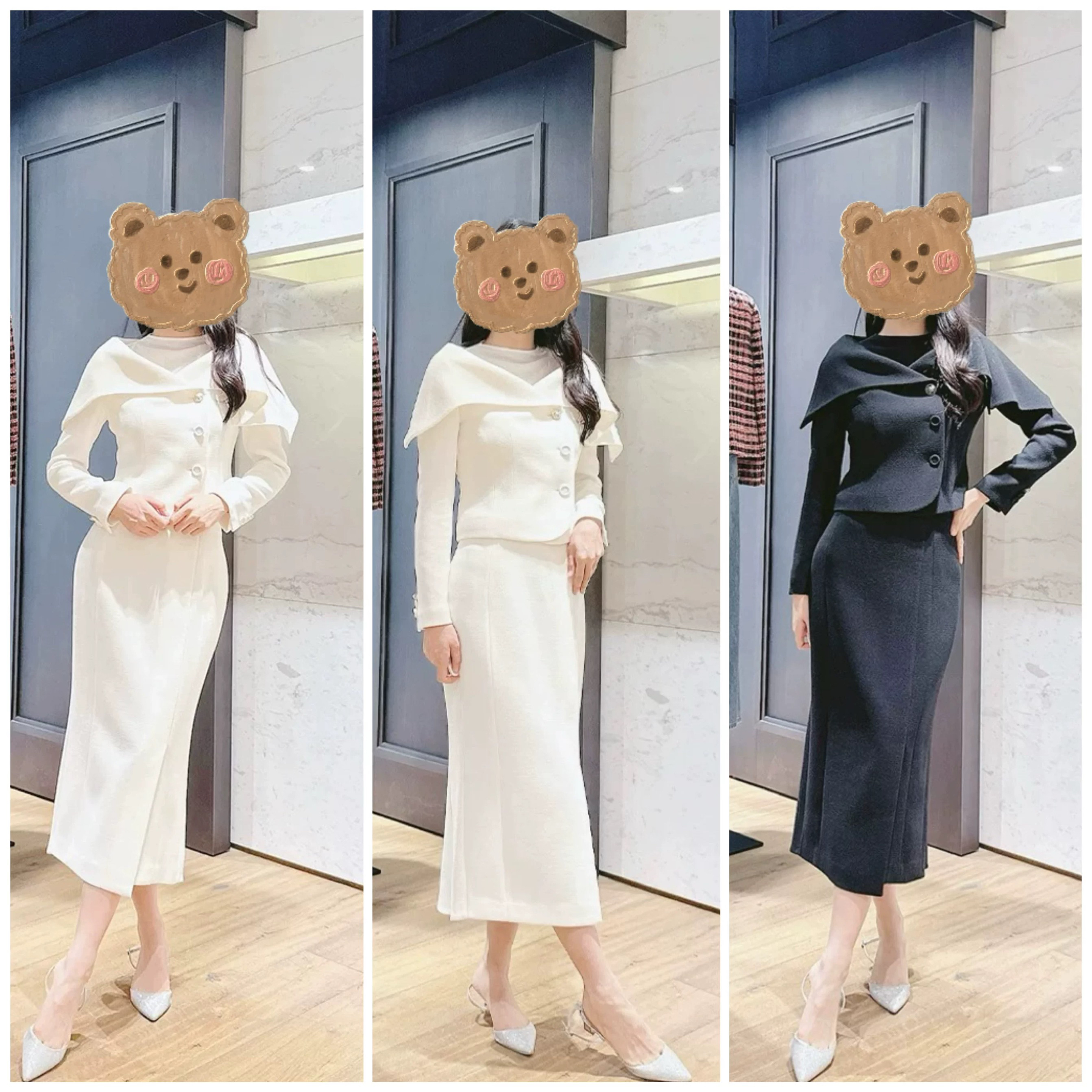 mi某夏   宋美女同款 全毛黑白鱼尾裙套装