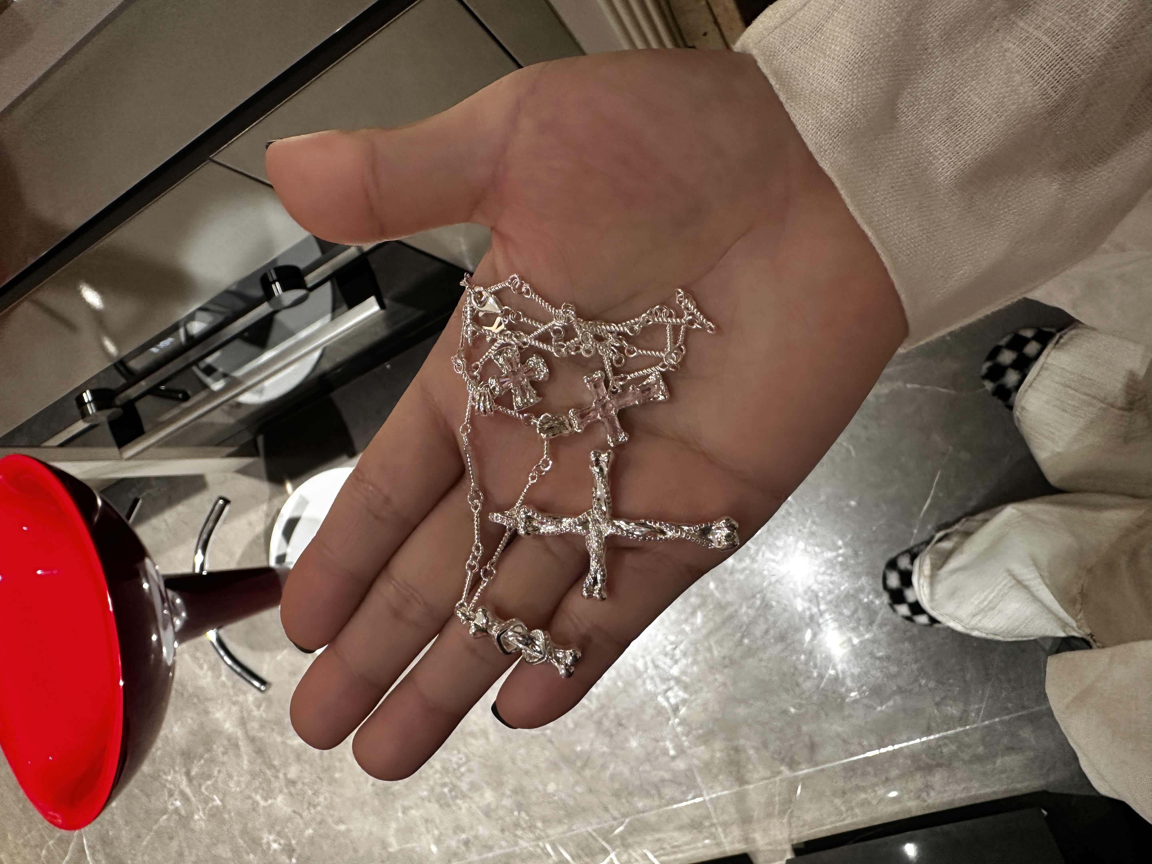 合金项链 【涅槃 樱落神威 项链】十字缠绕粉锆项链国潮风发字嘻哈