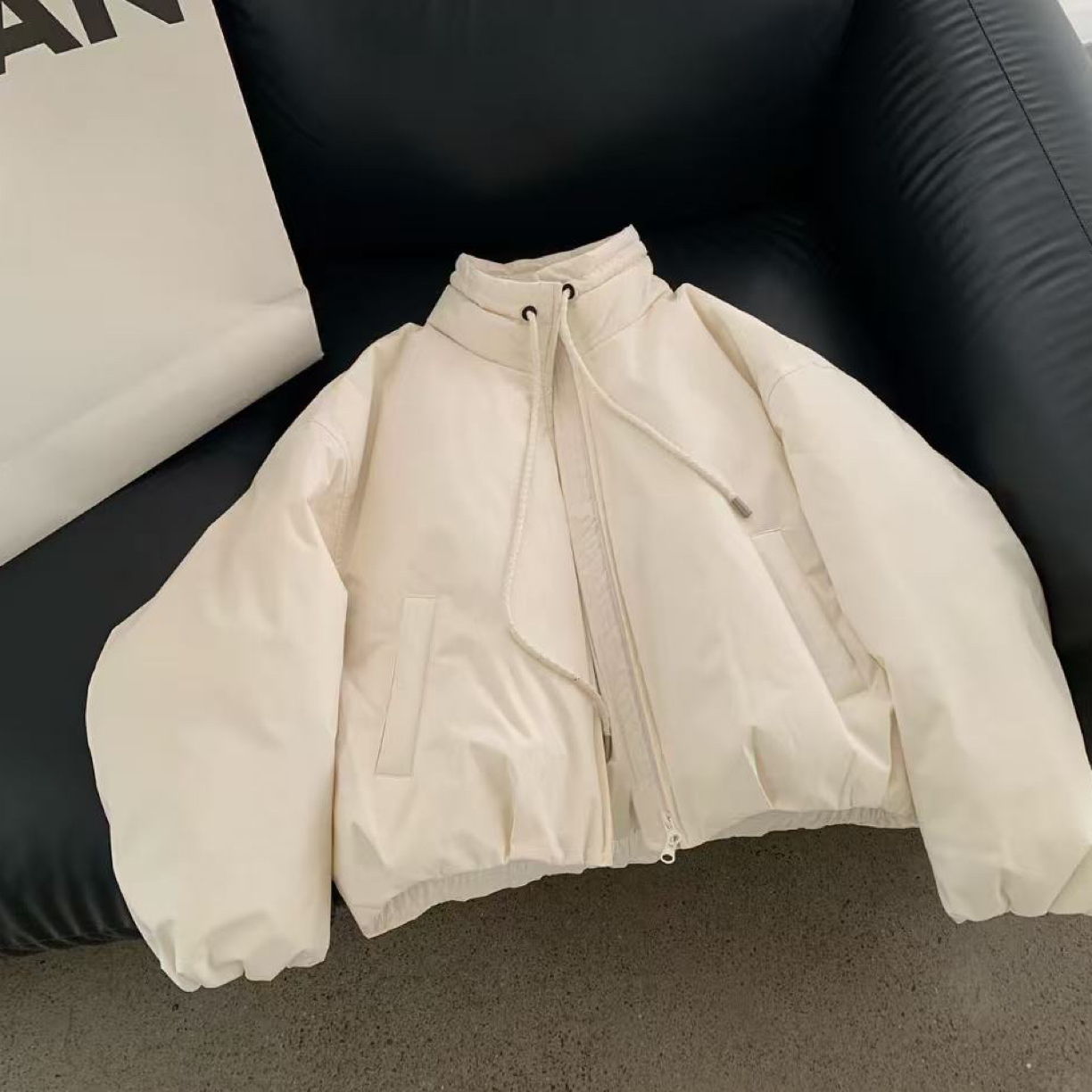 恩熙·韩版新款短款抽绳立领羽绒服外套8010