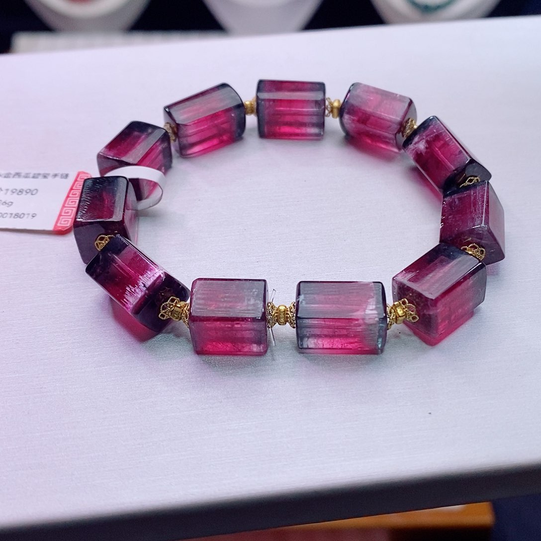 碧玺手链18K金镶嵌碧玺手链