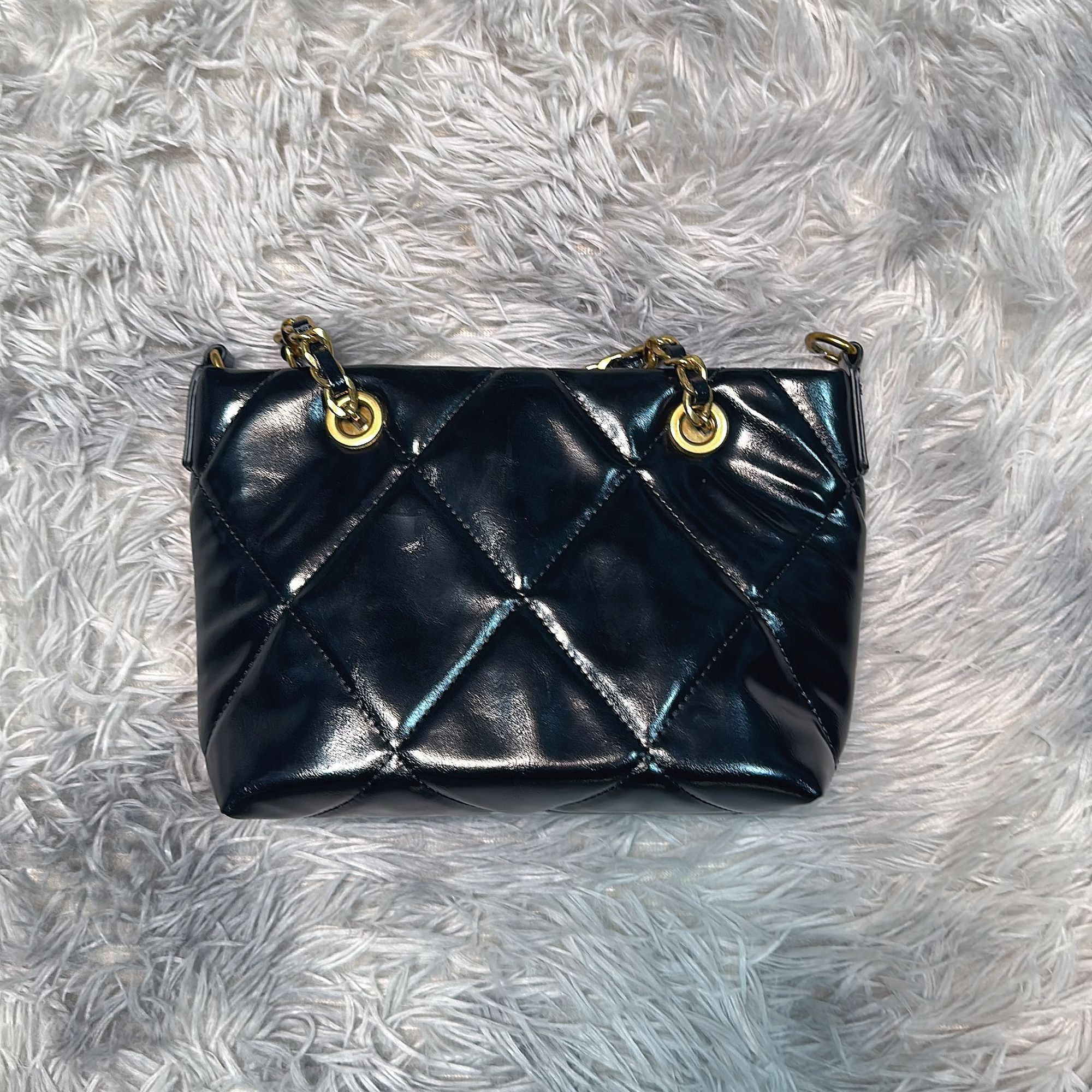 时尚百搭真皮女包想  黑色篮 高级  10733