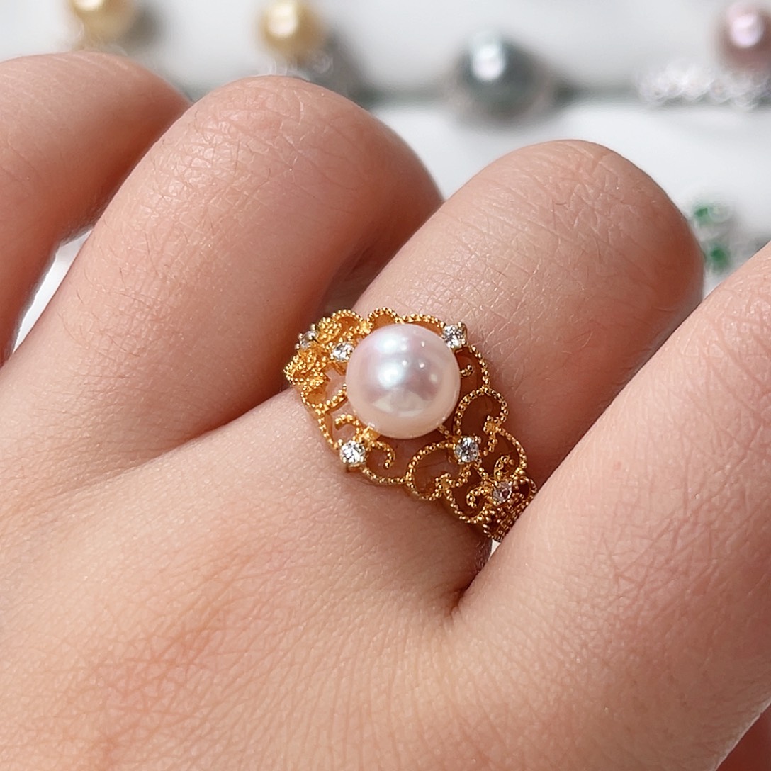 海水珍珠戒指银S925镶嵌