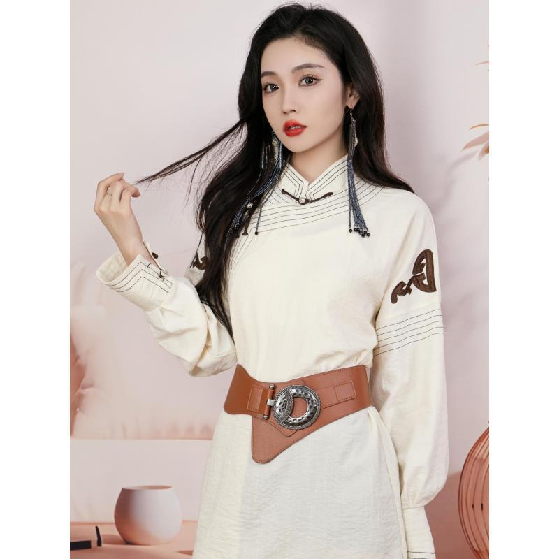 【多妮娅】蒙古元素女款情侣绣花短袍时尚设计师防晒衣蒙古袍女装
