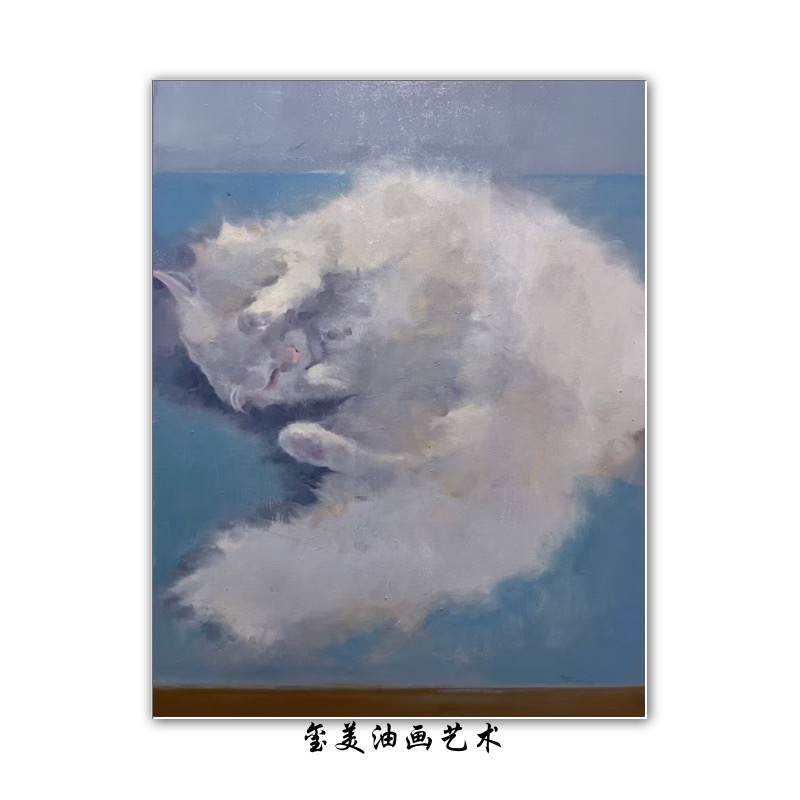 玺美油画｜谭谈老师治愈系小猫原创纯手绘油画