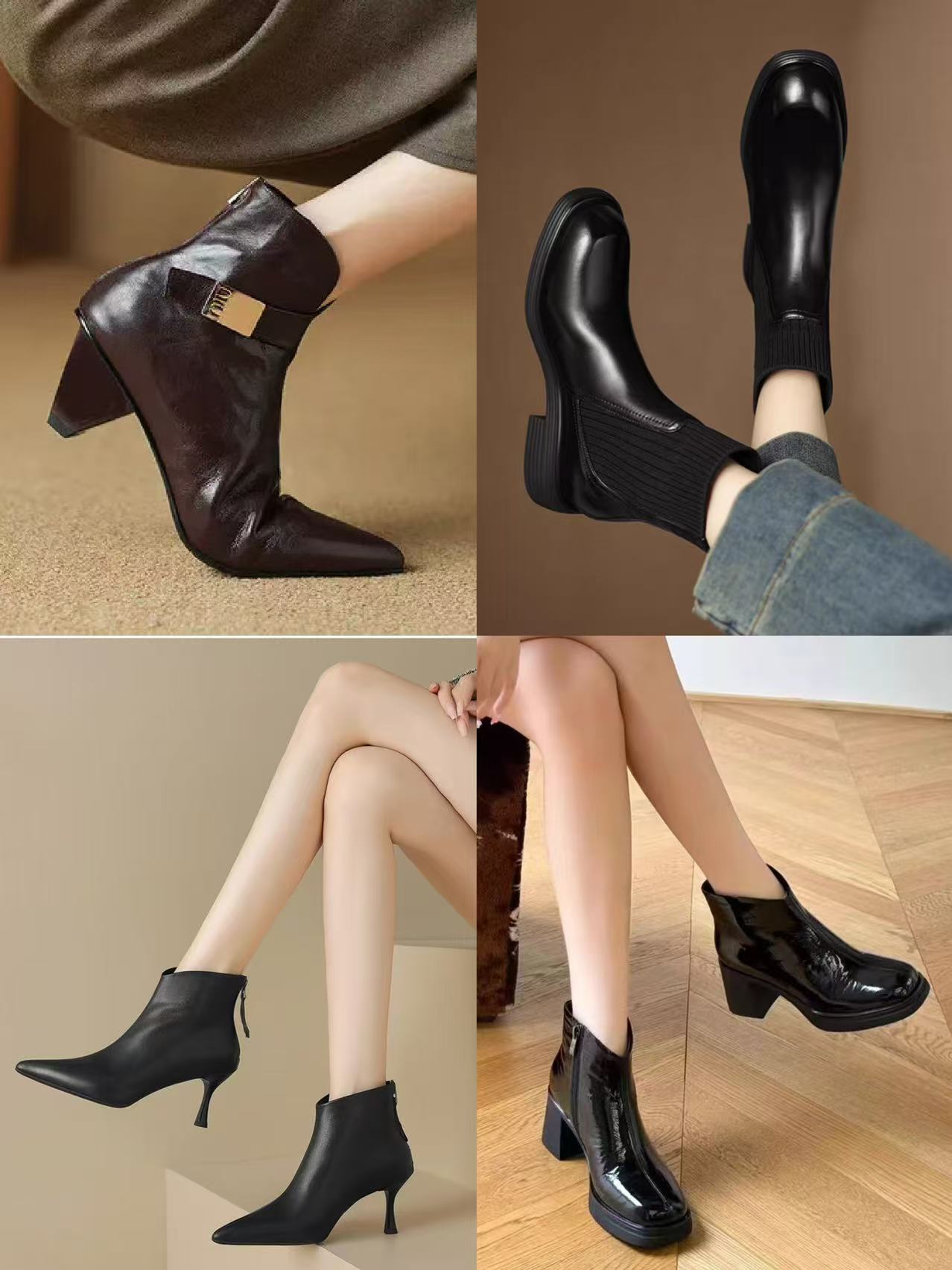 歌仑贝尔真皮女鞋短靴微瑕完美主义慎入