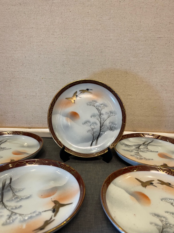 仙鹤雪松长寿图5个