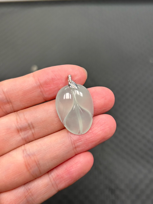 冰种冰透饱满大叶子精致18k镶嵌时尚百搭