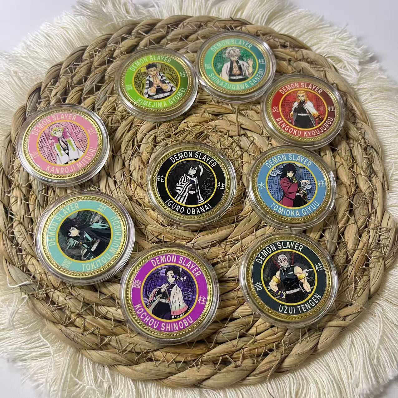 鬼灭之刃九柱纪念徽章杏寿郎蝴蝶忍不死弥金钞卡牌鬼灭之刃吧唧