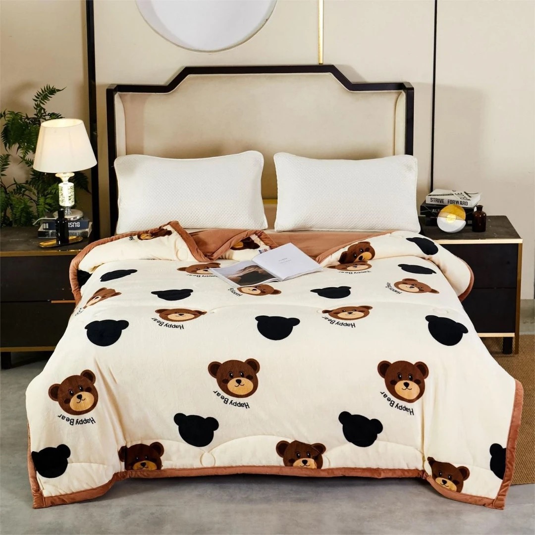 （免费试睡15天）新款牛奶绒双面绒被可盖可铺轻盈四季被波点被YS