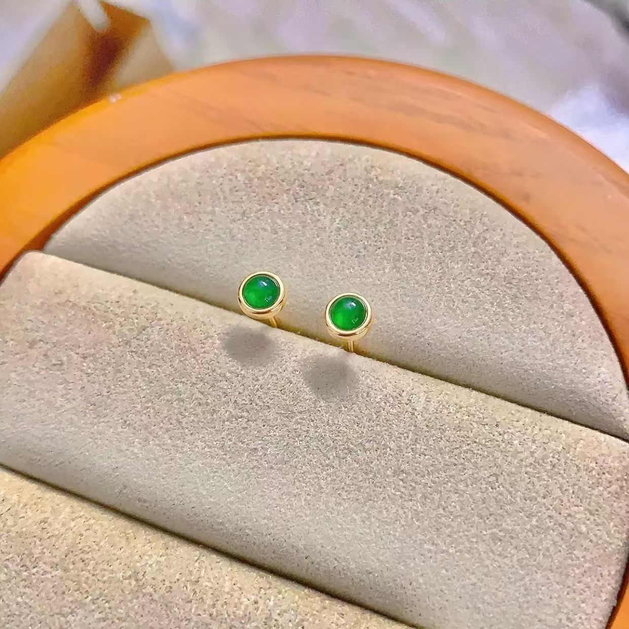 【英豪专属】18K金 绿蛋面泡泡耳饰（小款）（单只）