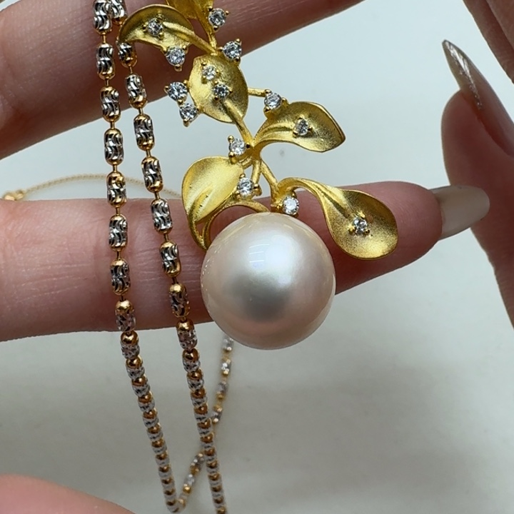 拼合珍珠（马贝珠）颈饰银S925镶嵌