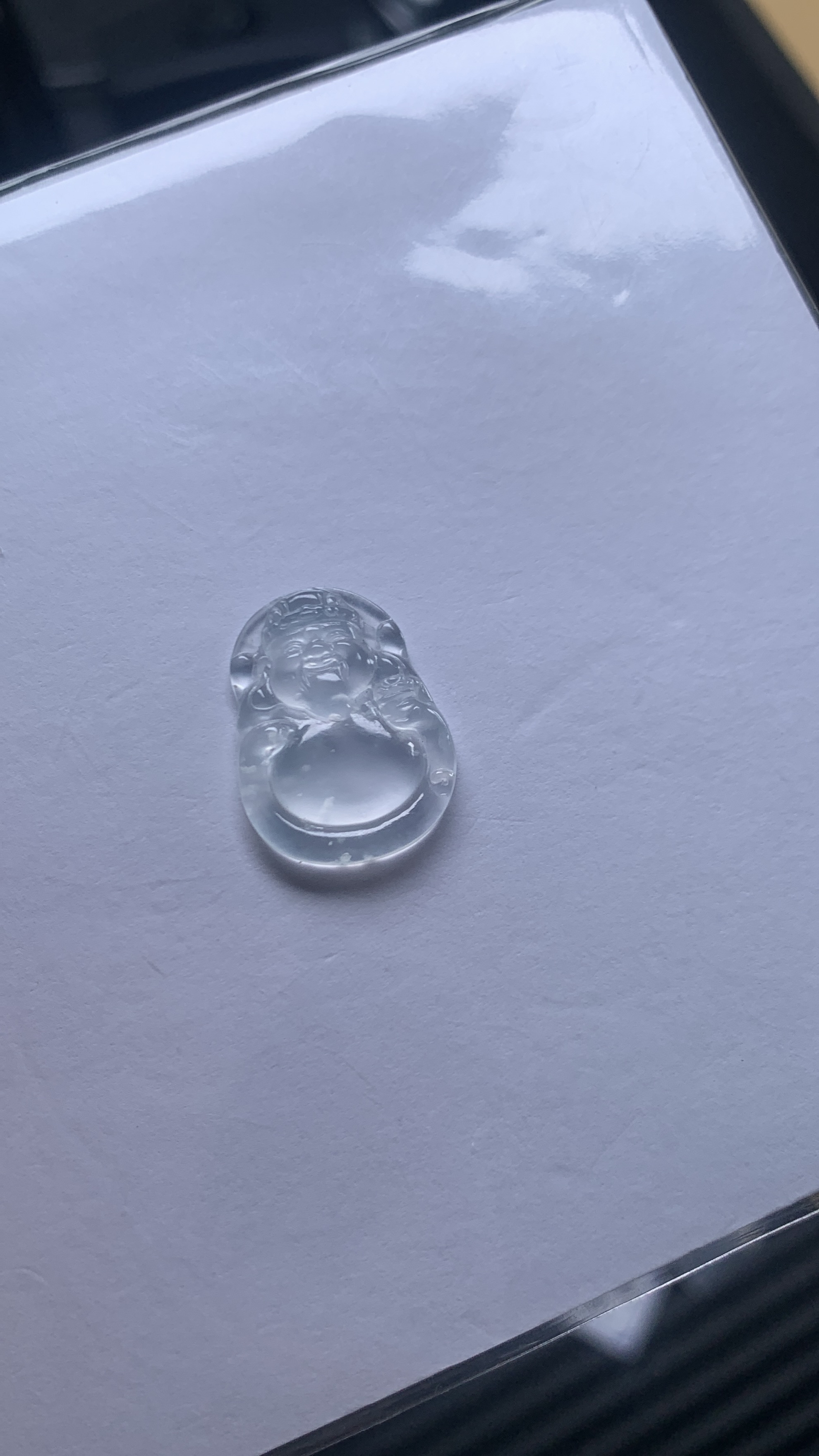 缅料翡翠玻璃雪花财神17.8-13.7-3.0