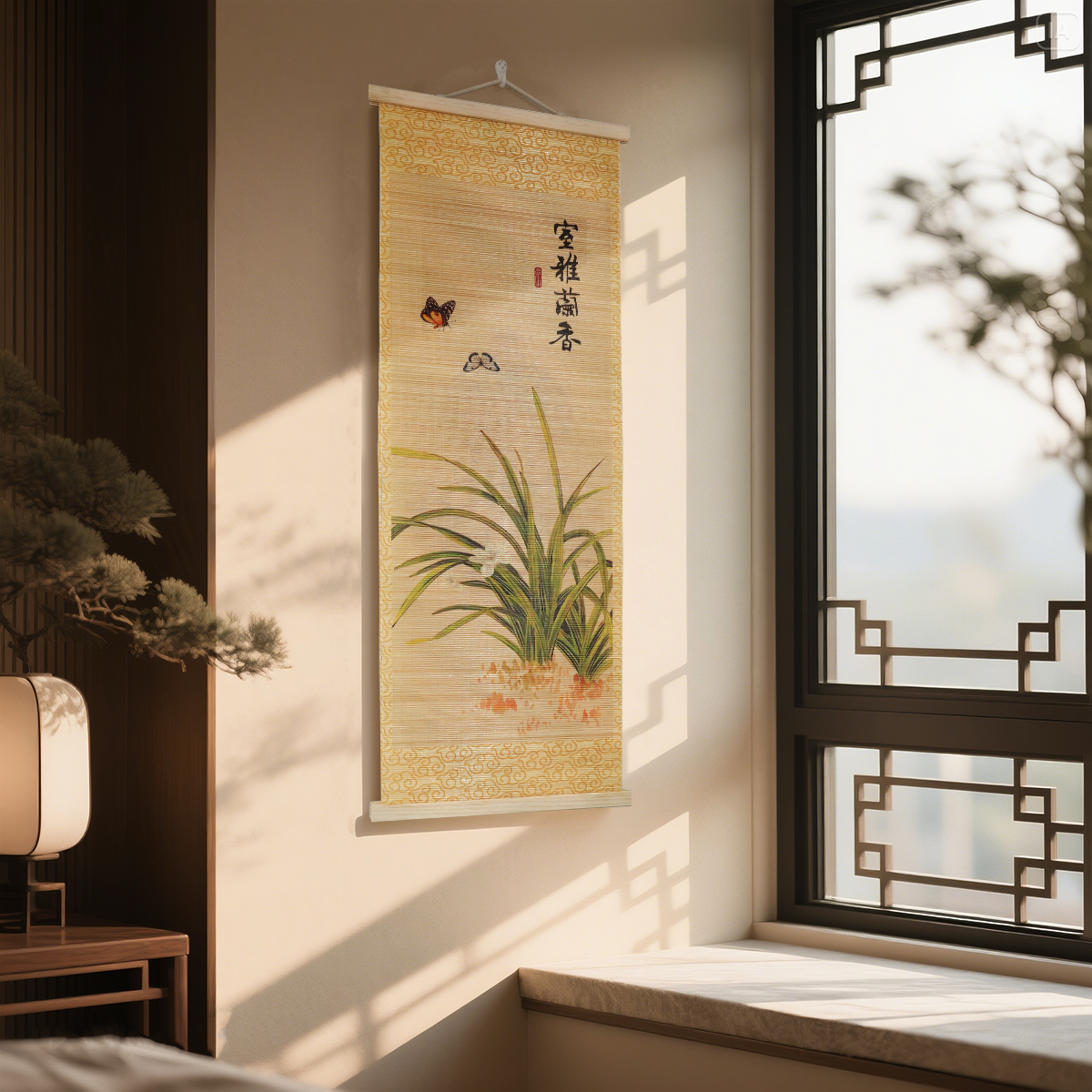 新款兰花竹编双面挂画精美兰花葫芦图福禄茶室书桌茶空间挂画