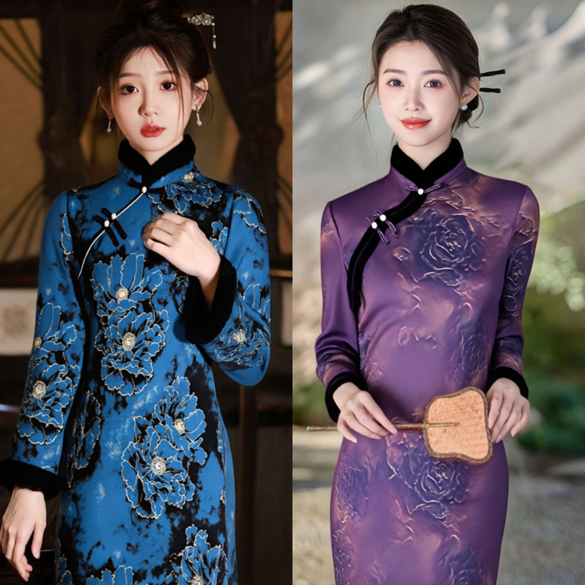 长袖加绒旗袍新款秋冬季2025显瘦修身新中式年轻国风日常