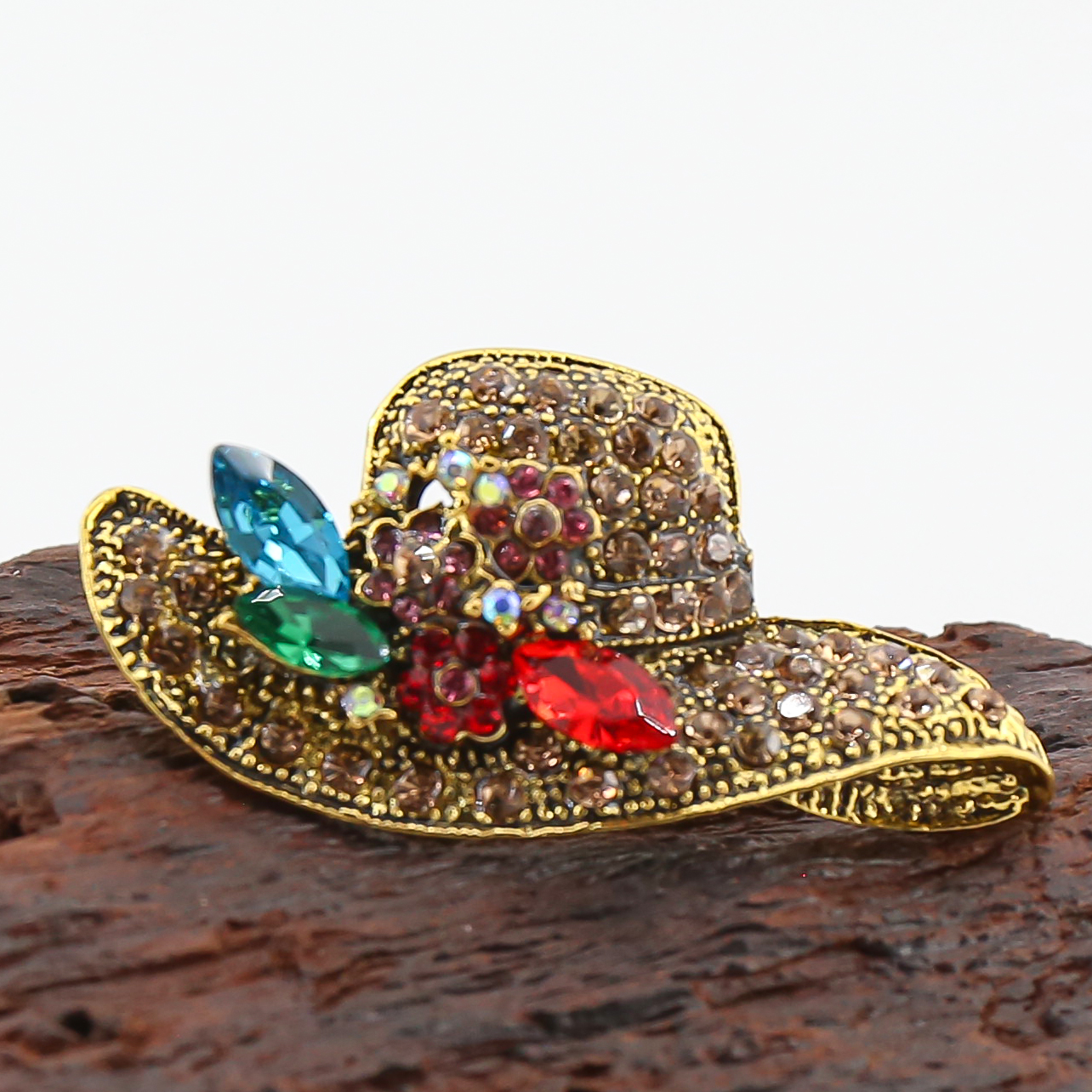 合金合成锆石胸针 3002复古帽子胸针