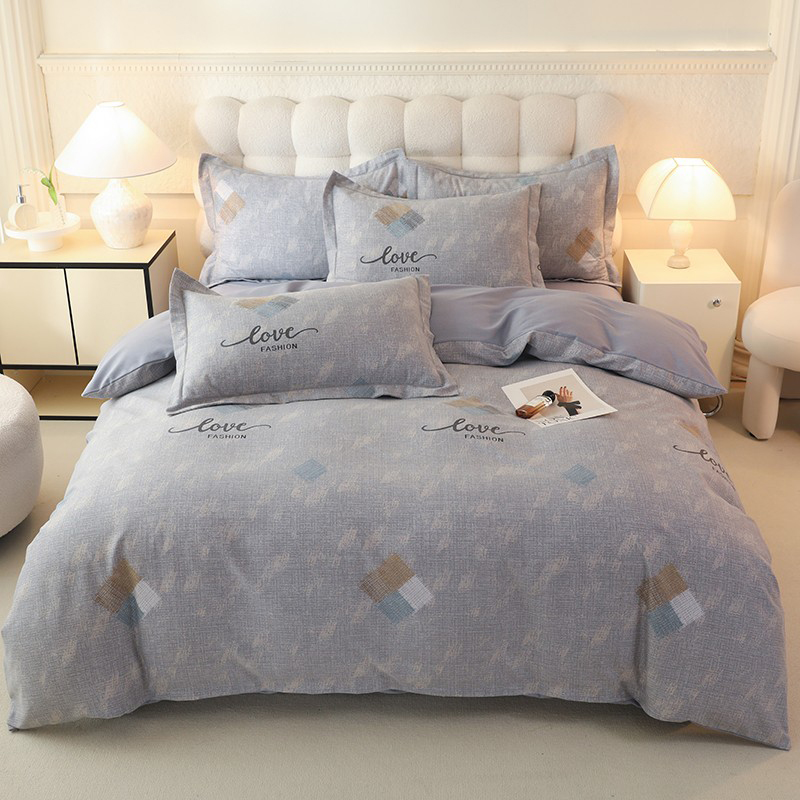 2025新款加厚全棉印花纯棉磨毛四件套简约斜纹亲肤舒适床上四件套