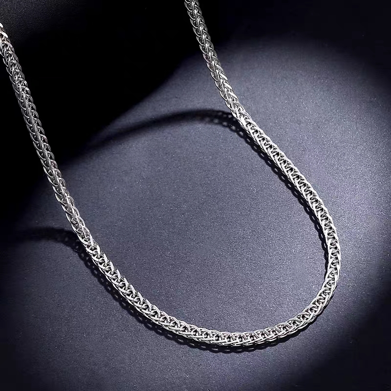 坠链均足银 足银999肖邦链个性万能链基础百搭女款素链单链银项链