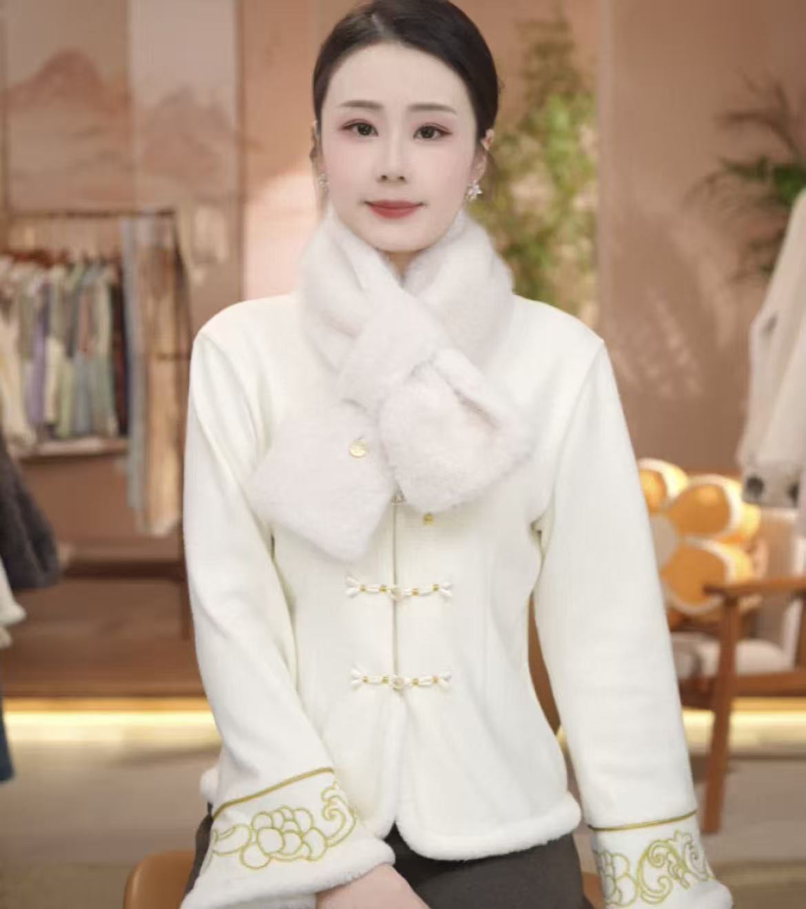 映雪~新款獭兔简约百搭加厚保暖围巾JS31