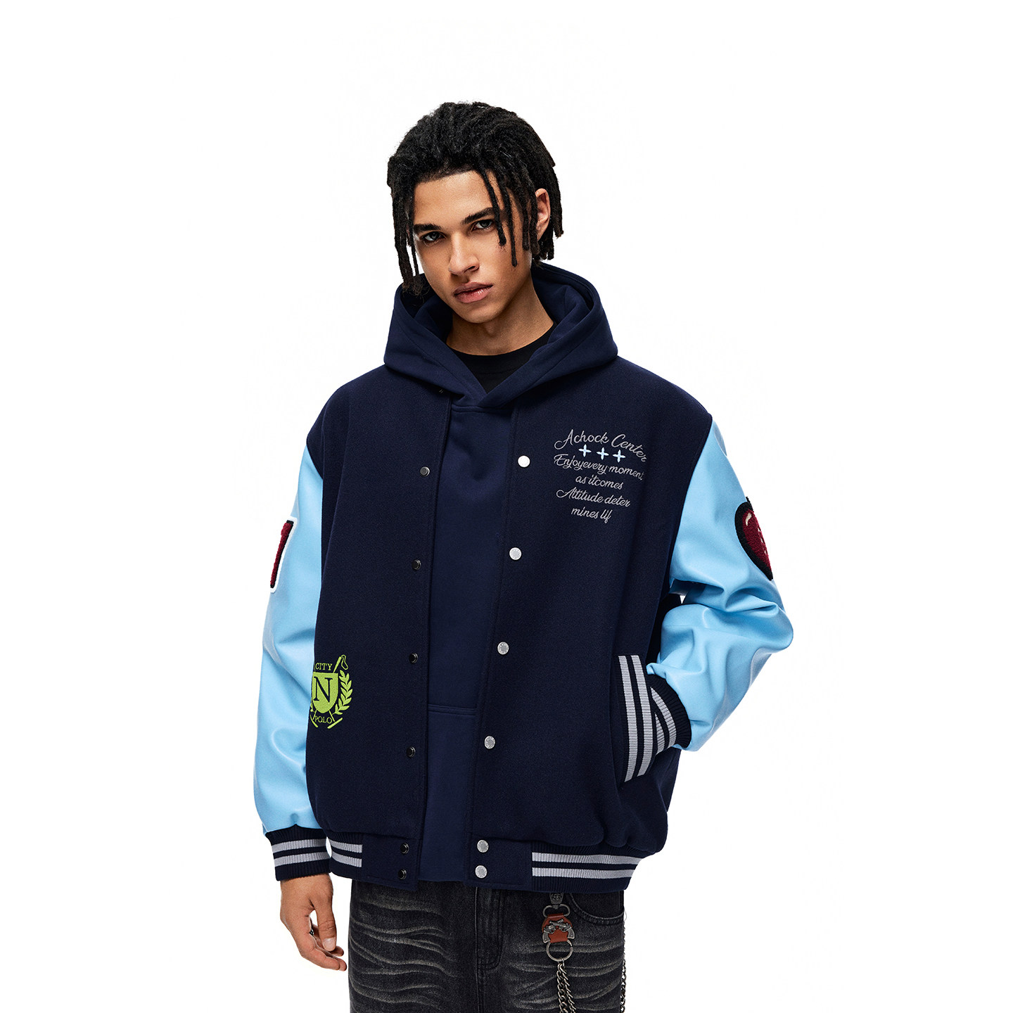 【Achock官方店】美式植绒拼接撞色夹克宽松休闲棒球服外套