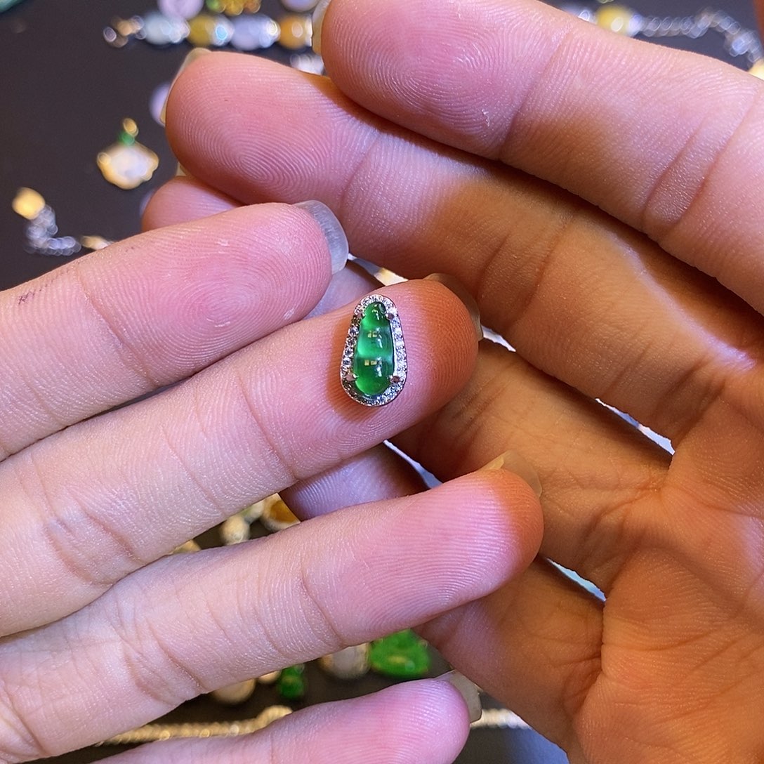 吊坠(不含链)银S925镶嵌翡翠