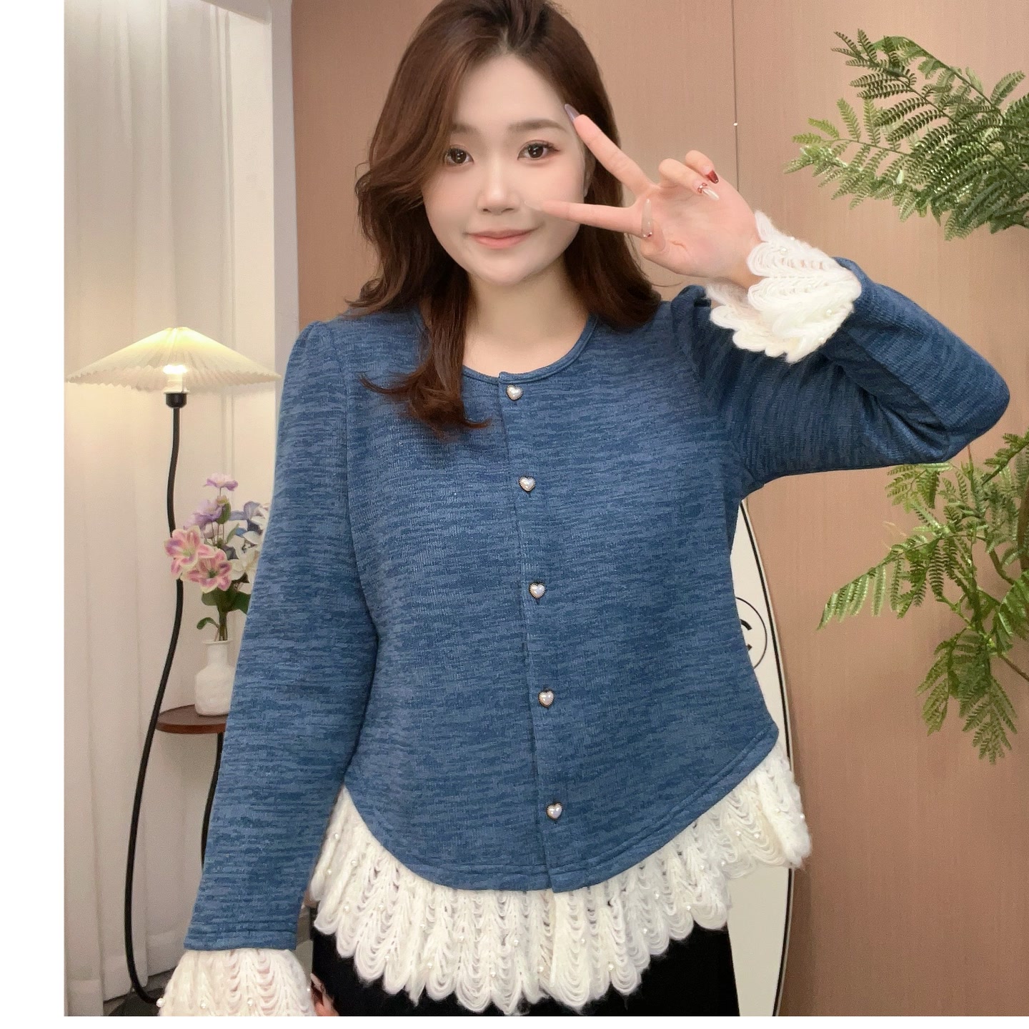 【婷哥定制 雾雨见雪】秋冬新款大码女装设计款上衣大码TGW41430