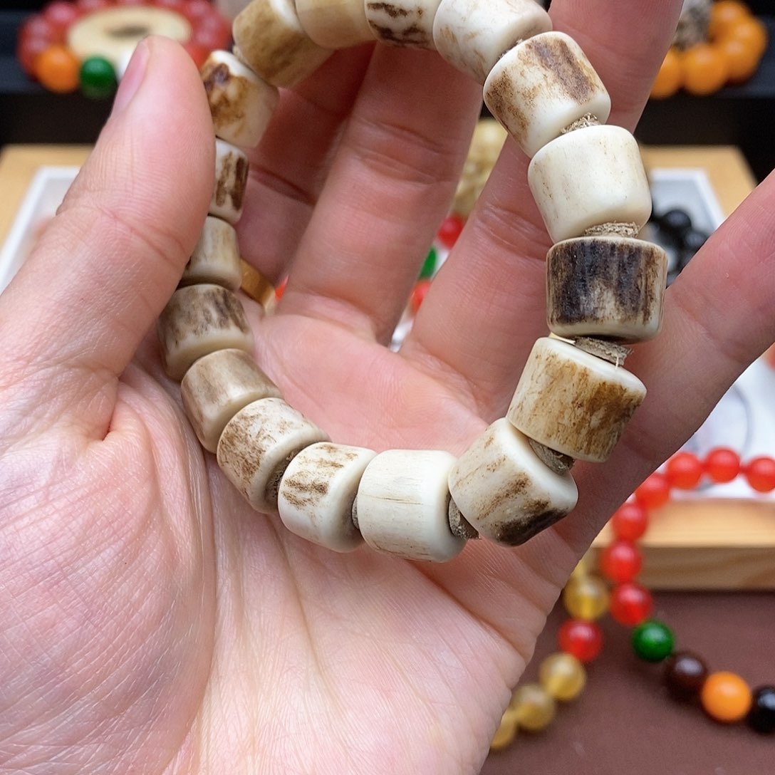 鹿骨手串/手链14mm鹿角随型骨