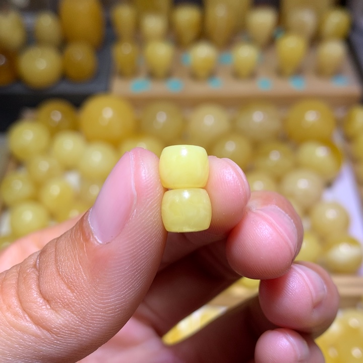 蜜蜡裸石未镶嵌天然俄料黄白花蜜蜡精工直切8