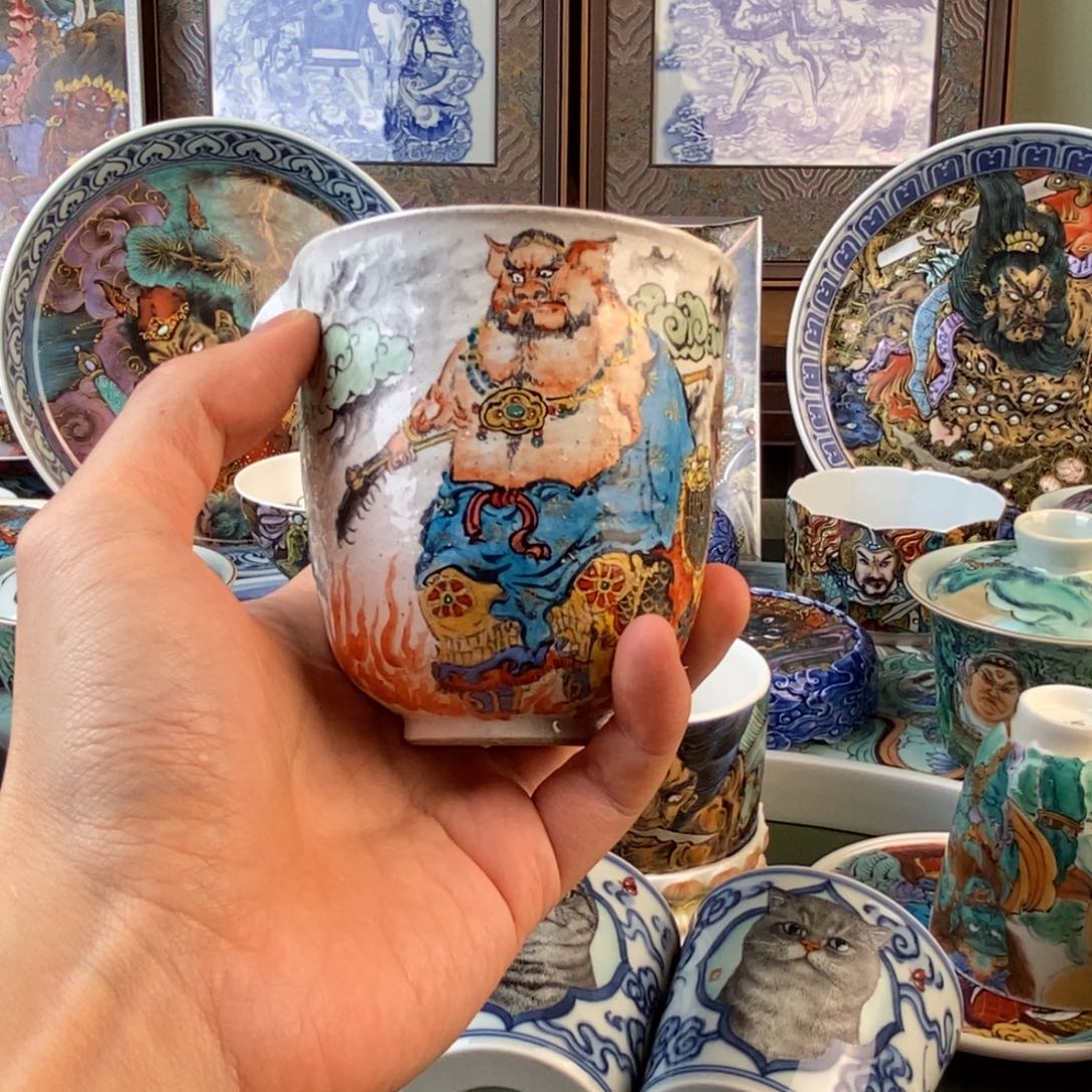 浮***茶手工手绘公道杯子