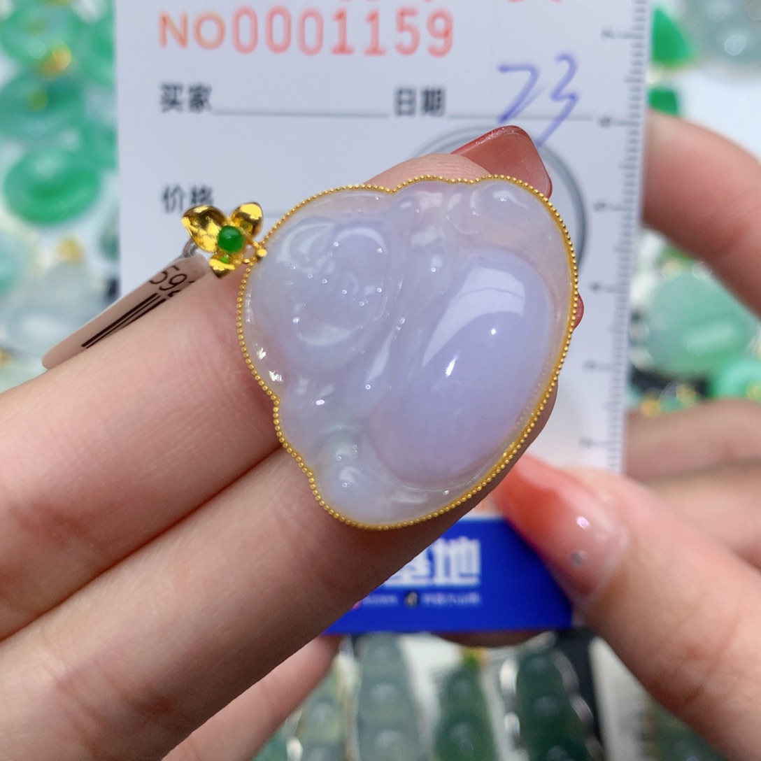 翡翠颈饰18K金镶嵌佛公