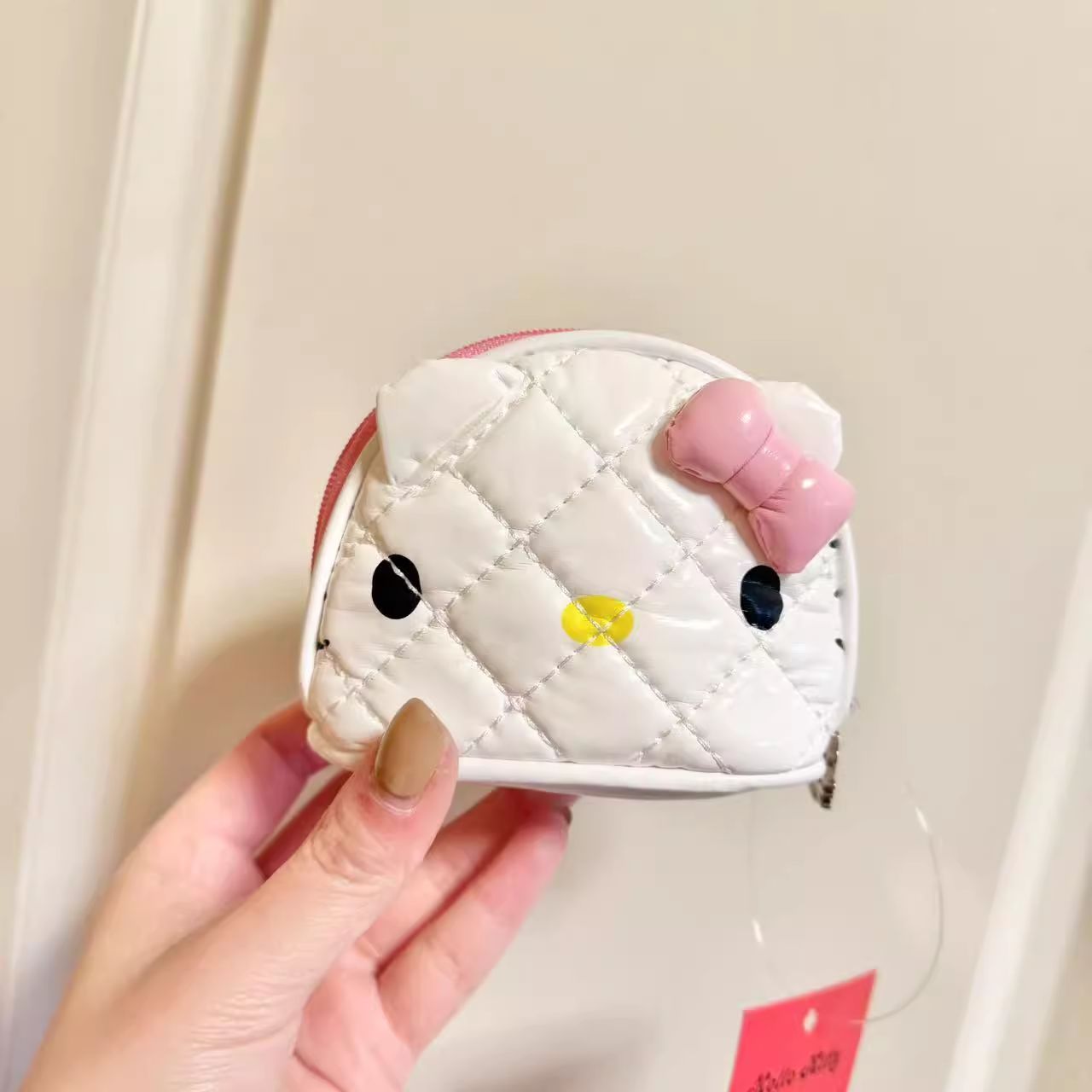 日本原单hellokitty丑萌凯蒂猫白色零钱包可爱迷你拉链硬币包卡包