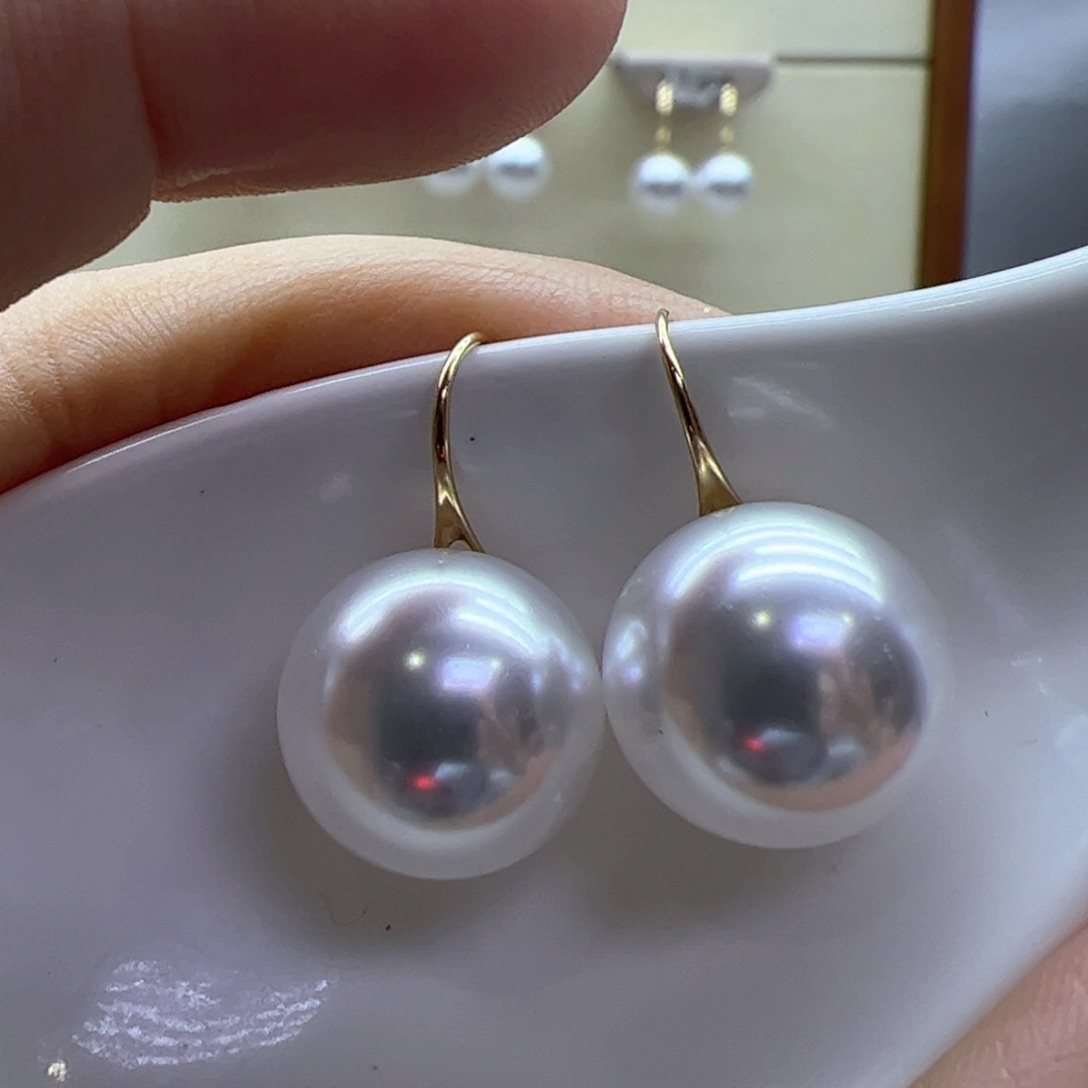 淡水珍珠耳饰18K金镶嵌