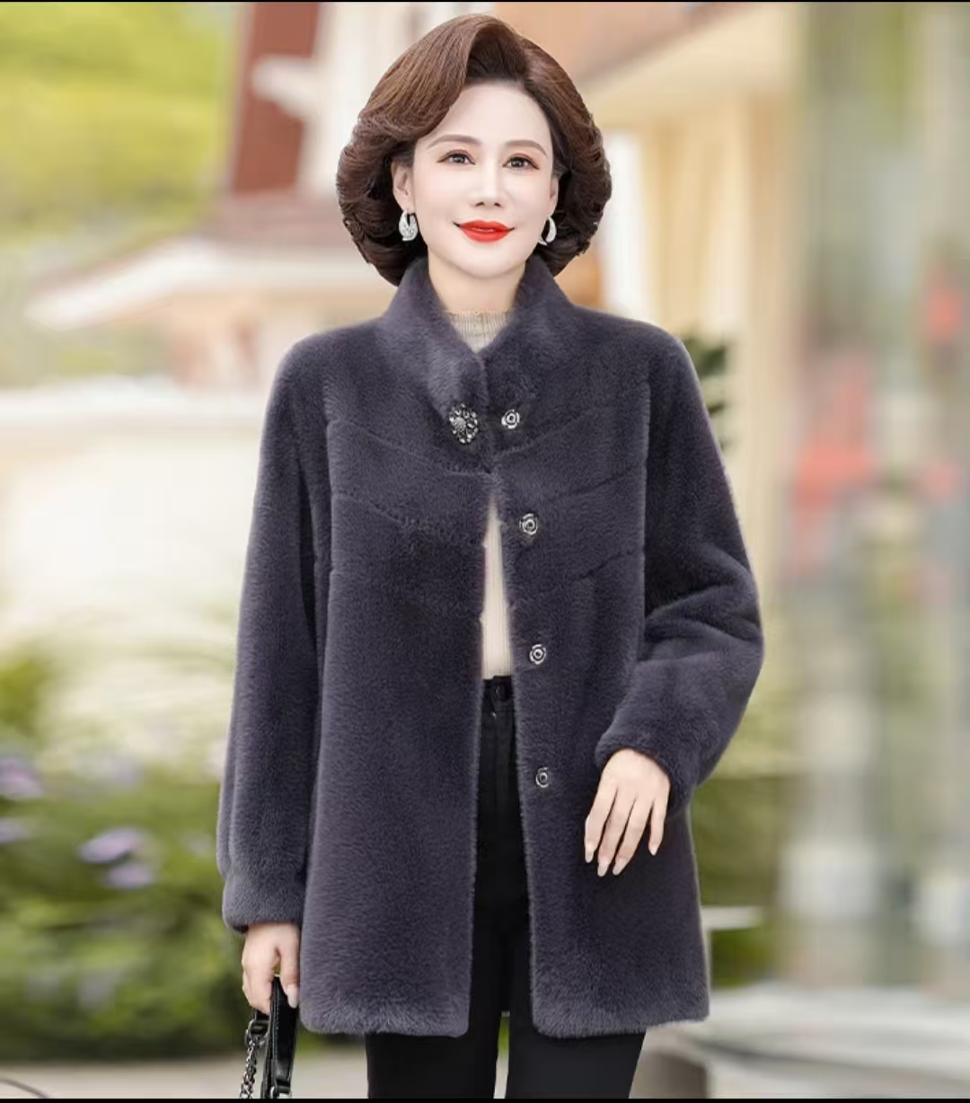 中老年黑色冬季加厚妈妈装大衣风衣秋冬中老年女装气质中老年装