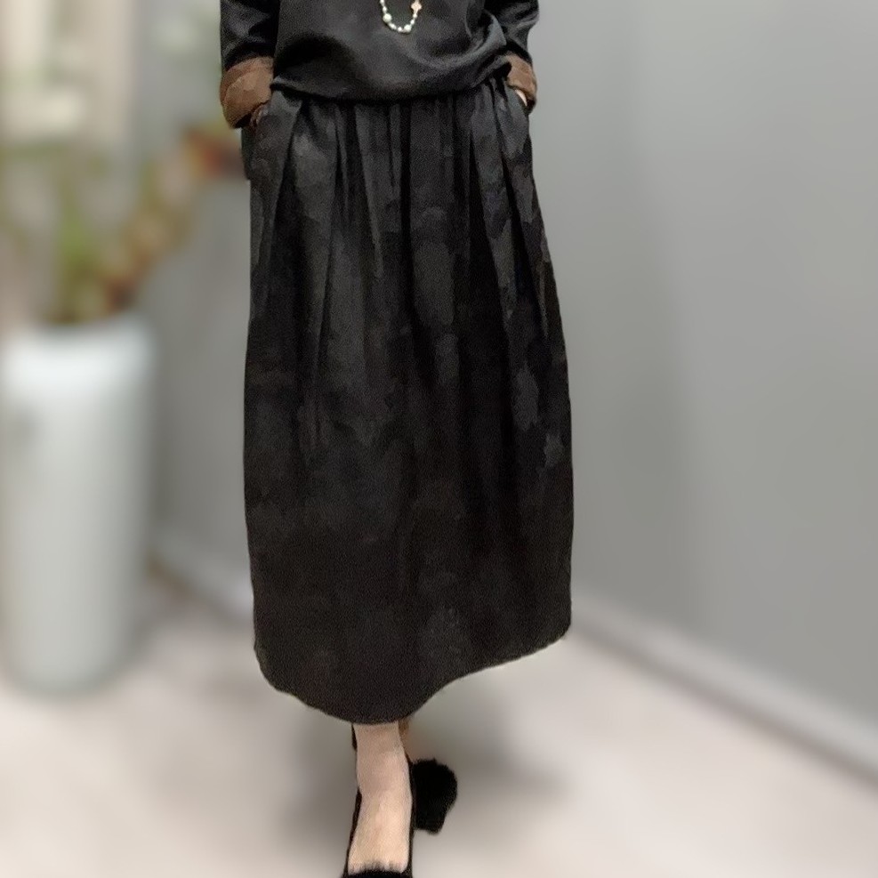 【花苞裙】100桑蚕丝香云纱重缎皮子老料花苞裙24Z62