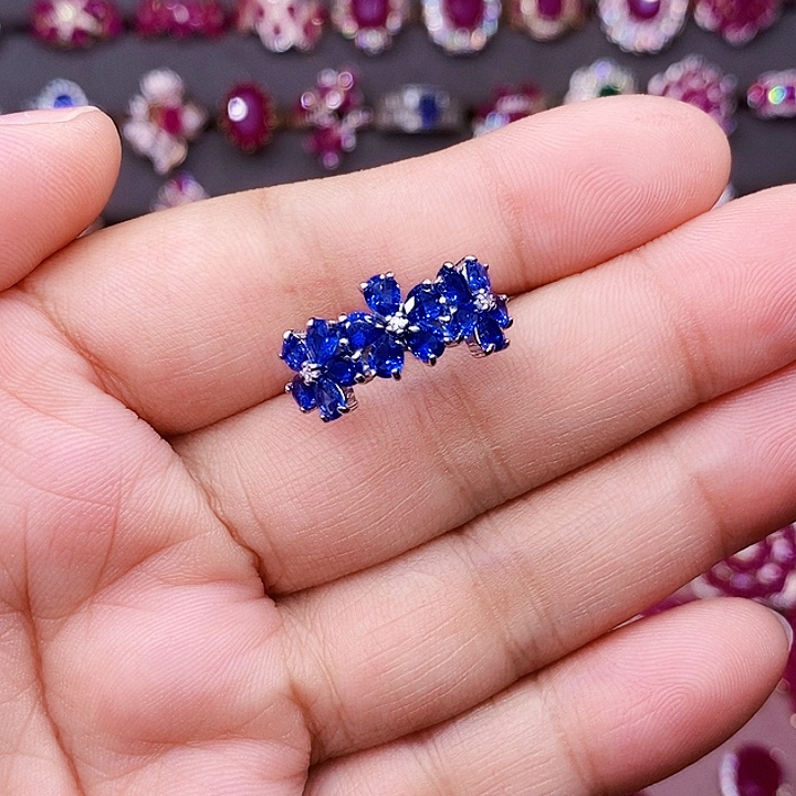 戒指蓝宝石银S925镶嵌