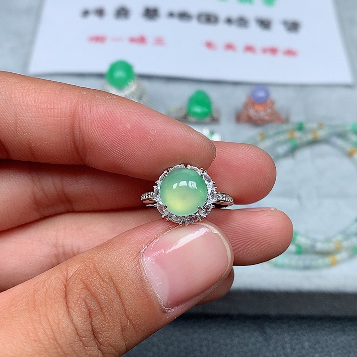 翡翠银S925镶嵌戒指121号