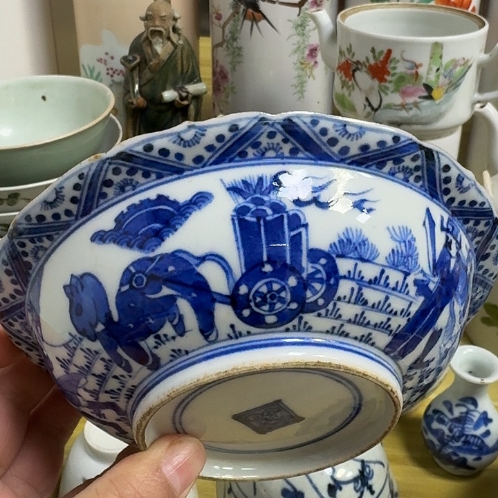 武***人青花花碗底部有一鸡爪品相如图